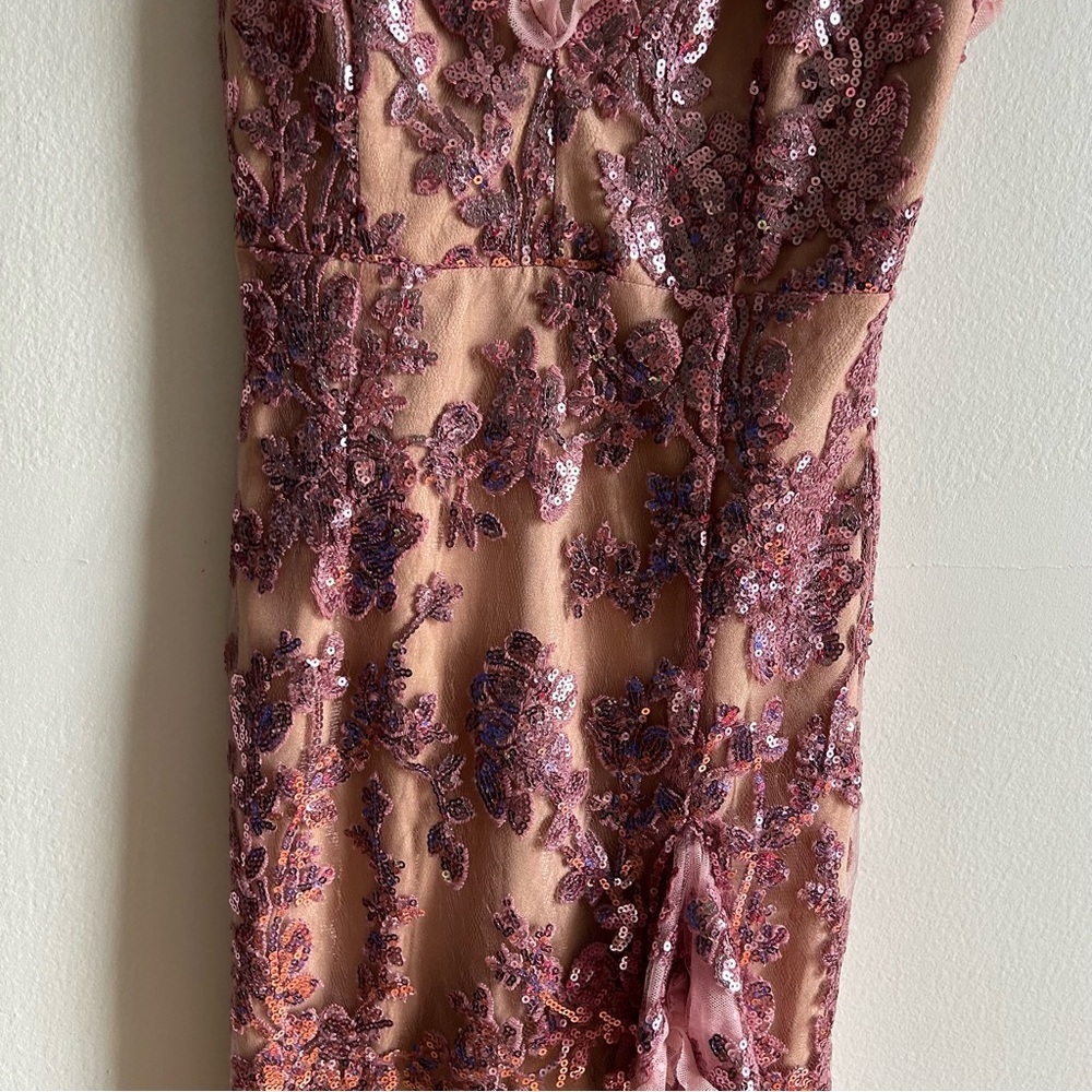NWT NBD Revolve  Sz XXS Dragonfly Pink Sequin Ruffle Midi Dress - Picture 4 of 13